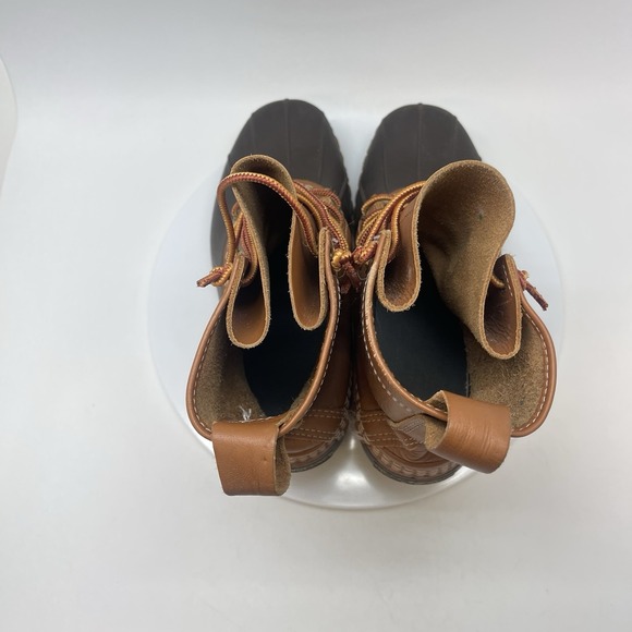LL Bean Bean Boots Womens 8 Brown Leather Duck Lace Up Waterproof Shoes USA - Picture 5 of 11